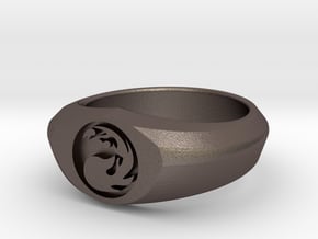 MTG Mountain Mana Ring (Size 9) in Polished Bronzed Silver Steel