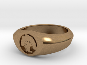 MTG Forest Mana Ring (Size 10) in Natural Brass