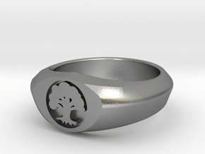 MTG Forest Mana Ring (Size 10) in Natural Silver