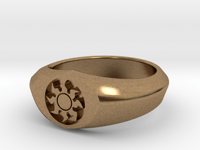 MTG Plains Mana Ring (Size 10) in Natural Brass