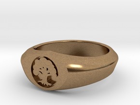 MTG Forest Mana Ring (Size 11) in Natural Brass