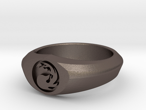 MTG Mountain Mana Ring (Size 12) in Polished Bronzed Silver Steel