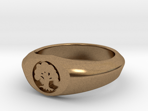 MTG Forest Mana Ring (Size 12) in Natural Brass