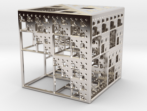 NewMenger Cube in Rhodium Plated Brass