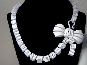 Caged Necklace in White Natural Versatile Plastic