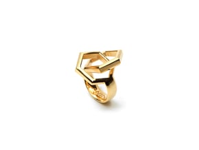 Twin Hexagon Ring in 18k Gold Plated Brass