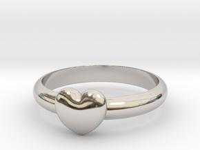 HEART RING - Size 19.5 mm (Dutch) / Size 9.5 (US/C in Rhodium Plated Brass