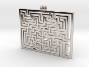 Labyrinth Pendant in Rhodium Plated Brass