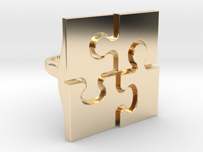 Puzzle Ring Size 8  in 14k Gold Plated Brass