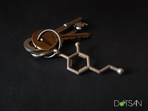 Dopamine Key chain 3D Printed Steel in Polished Bronzed Silver Steel
