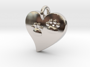 Pet Paw In Heart A in Platinum