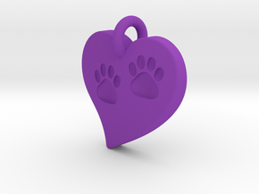 Pet Paw In Heart B in Purple Processed Versatile Plastic
