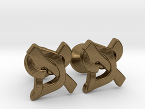 Hebrew Monogram Cufflinks - "Aleph Pay" Small in Natural Bronze