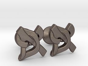 Hebrew Monogram Cufflinks - "Aleph Pay" Small in Polished Bronzed Silver Steel