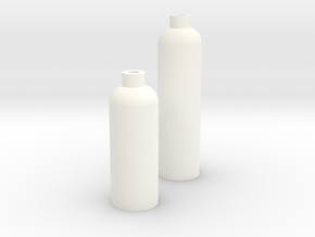 2 Modern Bottle Vases Large and Short in White Processed Versatile Plastic