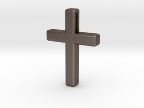 Cross Cube 35-25-5 in Polished Bronzed Silver Steel