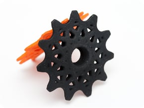 Pulley 11t for RD, spoked, flange (upper pulley) in Black Natural Versatile Plastic