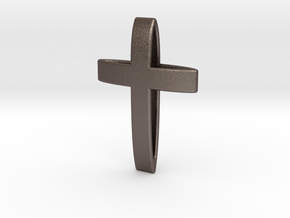 CrossOvalBand35-25-5-1 in Polished Bronzed Silver Steel