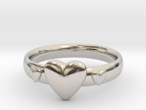 Ring with hearts in Platinum