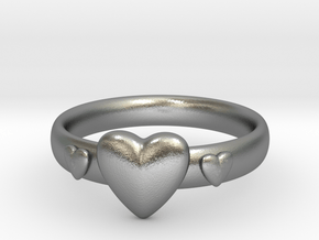 Ring with hearts in Natural Silver