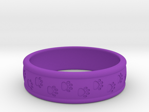 Size 11 Pet Paw Ring Engraved B in Purple Processed Versatile Plastic