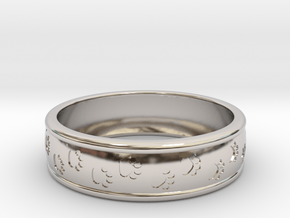 Size 9 Pet Paw Ring Engraved B  in Platinum