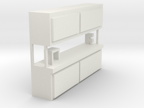 1/64 scale work bench with 1/64 scale vice and 3-D in White Natural Versatile Plastic