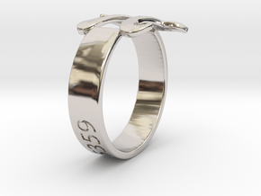 PI Ring Size8 in Rhodium Plated Brass