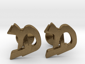 Hebrew Monogram Cufflinks - "Mem Bais" in Natural Bronze