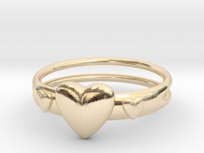 Ring with hearts, open back in 14K Yellow Gold
