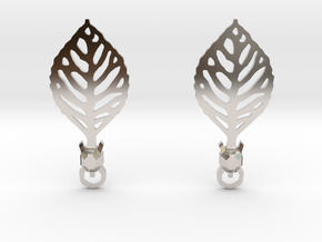 Turtle Leaf Earrings in Rhodium Plated Brass