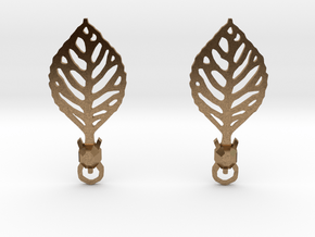 Turtle Leaf Earrings in Natural Brass