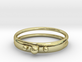 Ring with beads, open back in 18k Gold Plated Brass