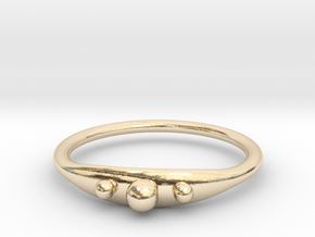 Ring with beads, thin backside in 14K Yellow Gold
