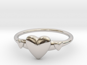 Ring with Hearts, thin backside in Platinum