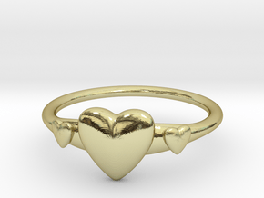 Ring with Hearts, thin backside in 18k Gold Plated Brass