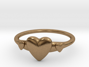 Ring with Hearts, thin backside in Natural Brass