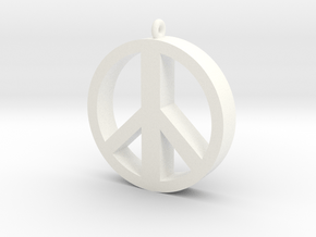 Peace Pendant in White Processed Versatile Plastic
