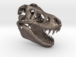 Tyrannosaurus Dinosaur Skull - T-Rex in Polished Bronzed Silver Steel