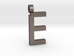 Letter E Necklace in Polished Bronzed Silver Steel