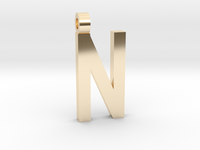Letter N Necklace in 14K Yellow Gold
