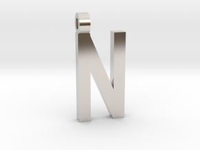 Letter N Necklace in Rhodium Plated Brass