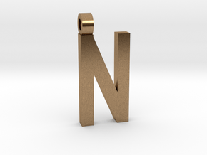 Letter N Necklace in Natural Brass