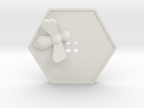 Bee Button in White Natural Versatile Plastic