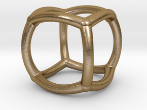 0071 Stereographic Polyhedra - Cube in Polished Gold Steel