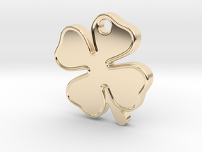 Four Leaf Clover, Lucky Charm in 14k Gold Plated Brass