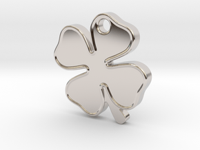 Four Leaf Clover, Lucky Charm in Rhodium Plated Brass