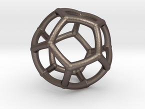 0073 Stereographic Polyhedra - Dodecahedron in Polished Bronzed Silver Steel