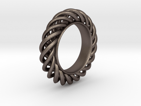 Spiral Ring Size 7 in Polished Bronzed Silver Steel