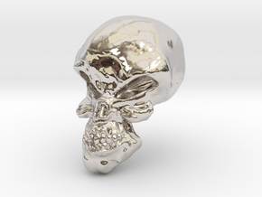 Little Scary Skull in Rhodium Plated Brass